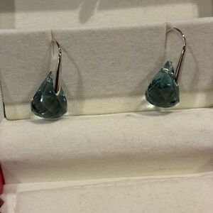 Swarovski luna drop  Blue-Green Crystal Earrings